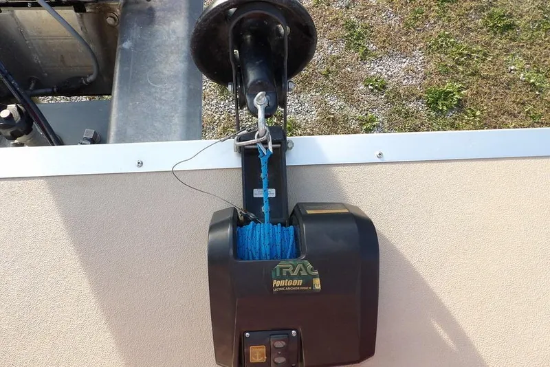 Slide: The Image of Electric anchor winch on 2012 Sun Tracker Party Barge 22 DLX pontoon boat. - 34