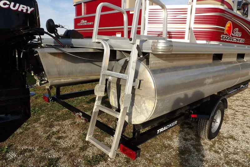 Slide: The Image of 2012 Sun Tracker Party Barge 22 DLX pontoon boat with ladder and Mercury engine. - 43