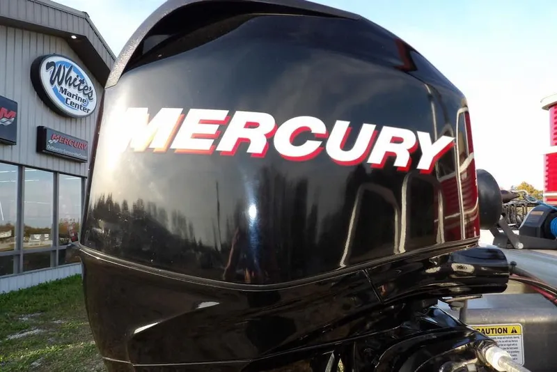 Slide: The Image of Mercury outboard motor on 2012 Sun Tracker Party Barge 22 DLX at marine center. - 49