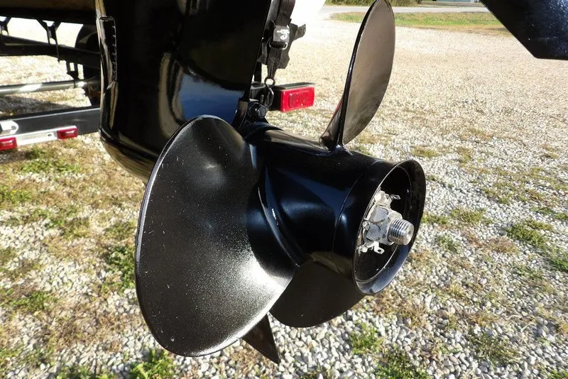 Slide: The Image of Close-up of a 2012 Sun Tracker Party Barge 22 DLX boat propeller. - 51