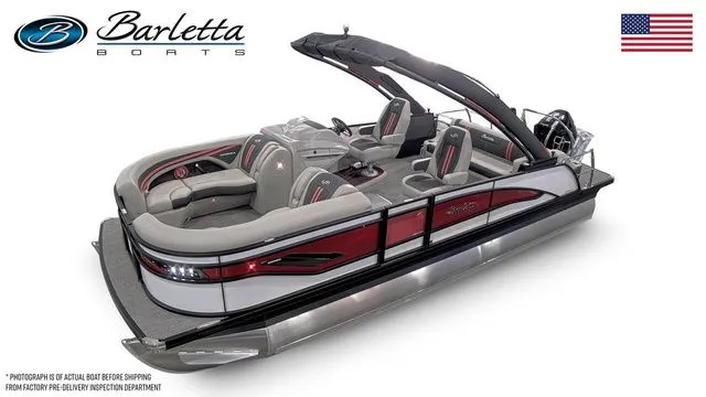 The Image of 2026 Barletta Corsa 23UCA pontoon boat with sleek design and luxurious seating. - 1