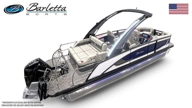 Slide: The Image of 2026 Barletta Lusso 23UCA luxury pontoon boat with sleek design and modern features. - 4