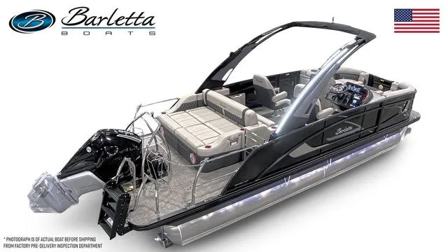 Slide: The Image of 2026 Barletta Lusso 23UCA luxury pontoon boat with sleek design and spacious seating. - 4
