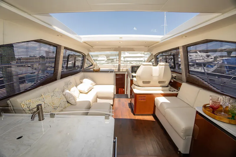 Slide: The Image of Luxurious interior of 2017 Sea Ray Sundancer 460 yacht with elegant seating and decor. - 2