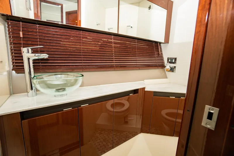 Slide: The Image of Luxurious bathroom interior of 2017 Sea Ray Sundancer 460 yacht with modern fixtures. - 49