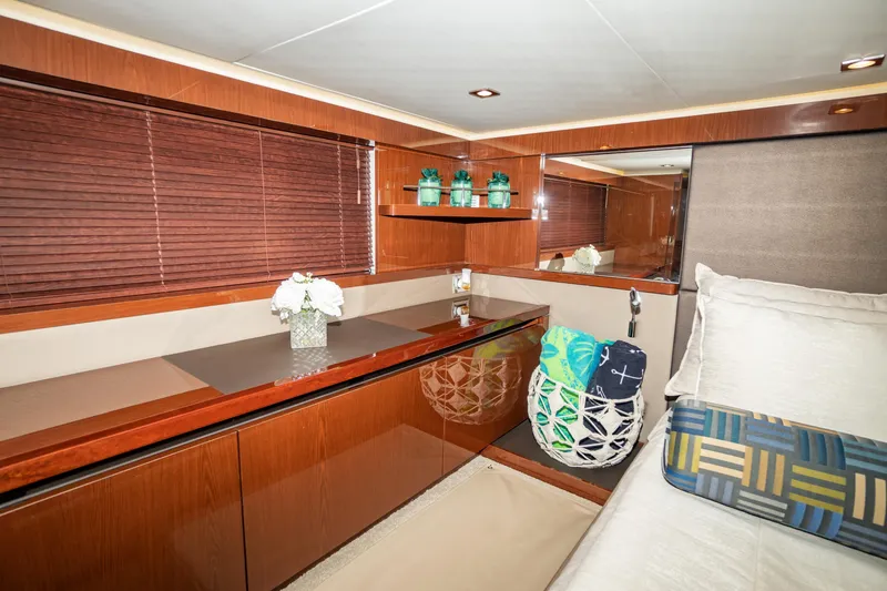 Slide: The Image of Luxurious interior of 2017 Sea Ray Sundancer 460 yacht with elegant wood finishes. - 67