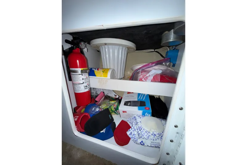 Slide: The Image of Built-in microwave in 1997 Formula 330 Sun Sport boat interior. - 28