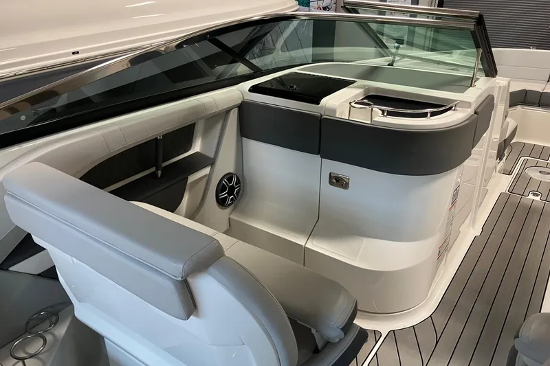 Slide: The Image of 2026 Sea Ray SLX 310 Outboard interior with sleek seating and modern design. - 13