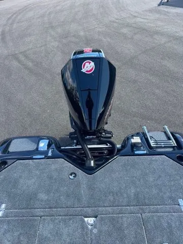 Slide: The Image of 2026 Bass Cat Pantera Classic boat with powerful outboard motor on a gray deck. - 5