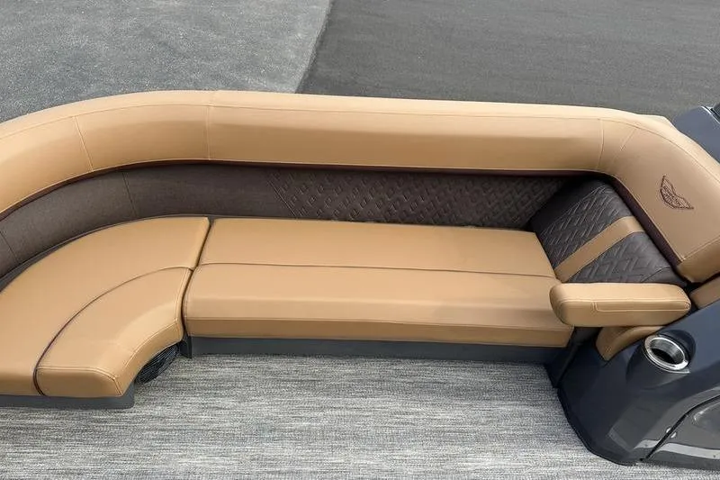 Slide: The Image of Luxurious seating on 2026 Bennington M Quad Bench 24 MSL pontoon boat. - 23