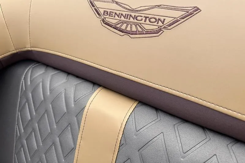 Slide: The Image of 2026 Bennington M Quad Bench 24 MSL, luxurious beige and gray upholstery detail. - 29