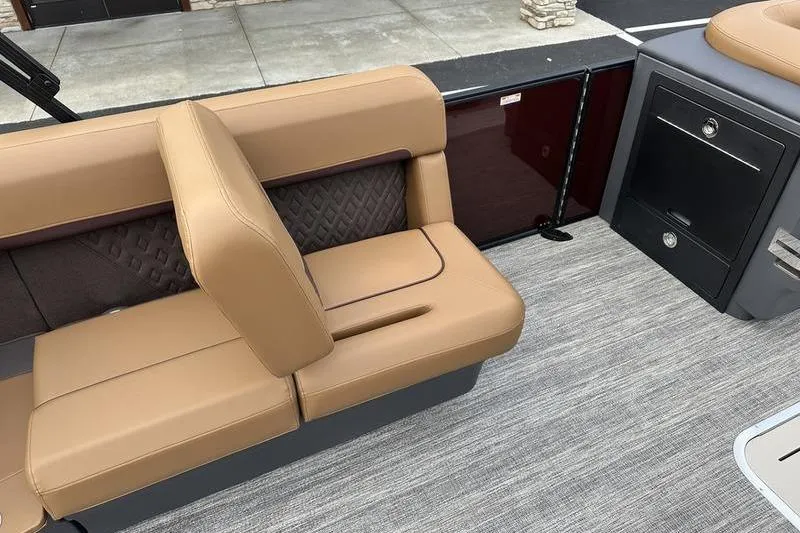 Slide: The Image of 2026 Bennington M Quad Bench 24 MSL with tan upholstery and modern design. - 45