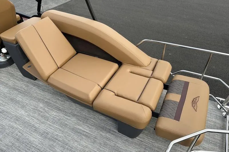 Slide: The Image of Luxurious tan seating on 2026 Bennington M Quad Bench 24 MSL boat. - 54