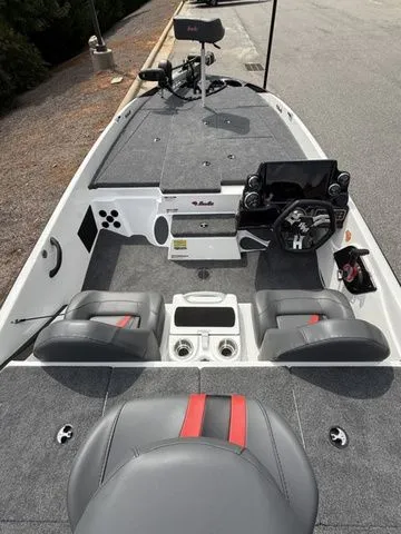 Slide: The Image of 2026 Bass Cat Pantera Classic boat interior with modern seating and advanced navigation controls. - 4