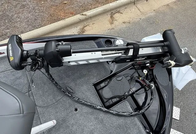 Slide: The Image of 2026 Bass Cat Pantera Classic boat with trolling motor on deck. - 9