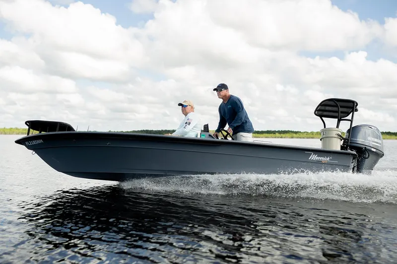 Slide: The Image of Manufacturer Provided Image: 2026 Maverick 17 HPX-S boat cruising on a lake with two passengers. - 42