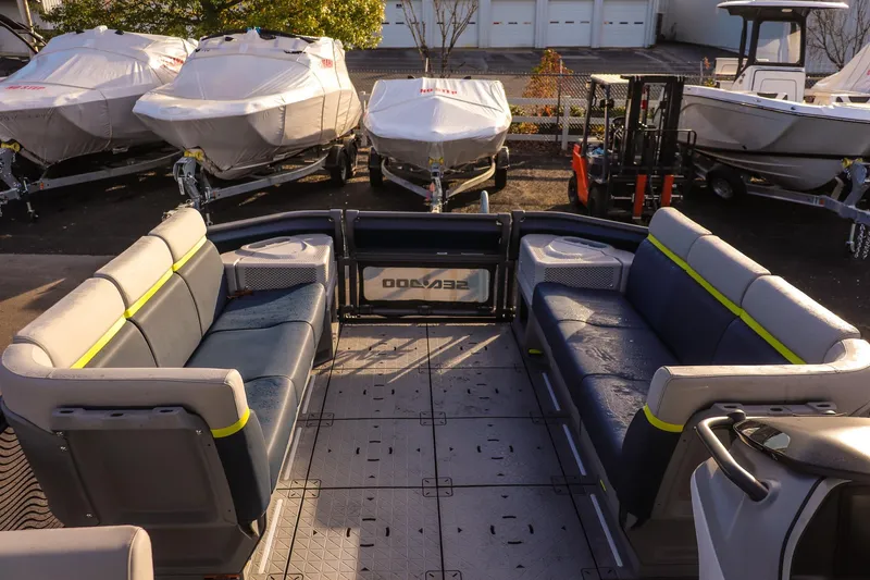Slide: The Image of 2025 Sea-Doo Switch Cruise Limited 21 interior with spacious seating and modern design. - 10