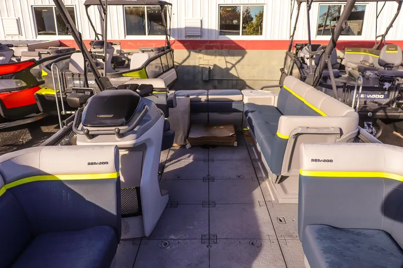 Slide: The Image of 2025 Sea-Doo Switch Cruise Limited 21 interior with spacious seating and modern design. - 8