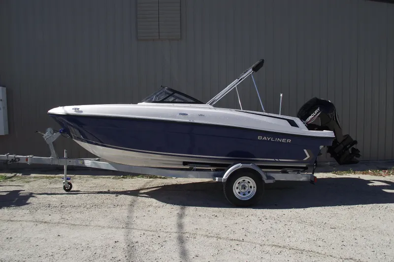 The Image of 2026 Bayliner VR4 Bowrider OB boat on trailer. - 0