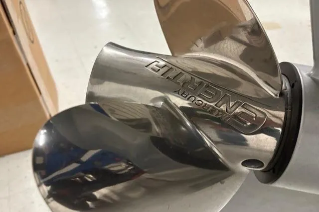 Slide: The Image of Close-up of a polished boat propeller from a 2026 Nitro ZV19 Pro. - 3