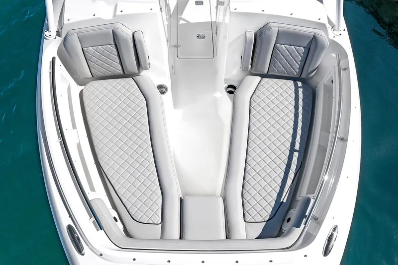 Slide: The Image of Manufacturer Provided Image: 2025 Pursuit DC 246 Dual Console boat interior with luxurious seating and modern design. - 5