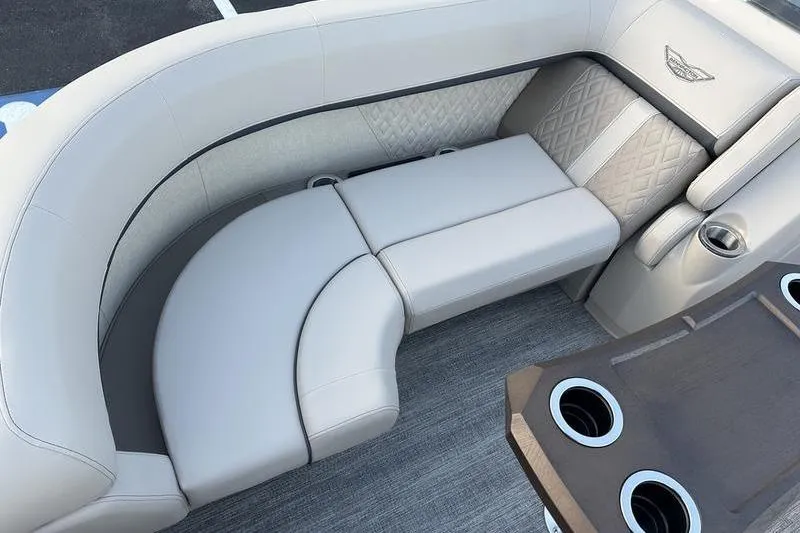 Slide: The Image of Luxurious seating on 2026 Bennington M Quad Bench 22 MFB pontoon boat. - 10