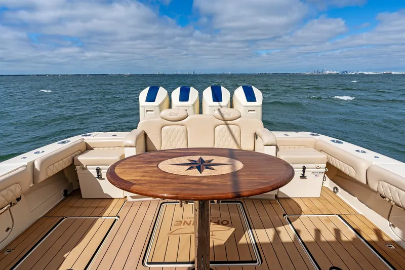 Slide: The Image of 2023 HCB 53 Suenos RXV yacht deck with elegant seating and ocean view. - 15
