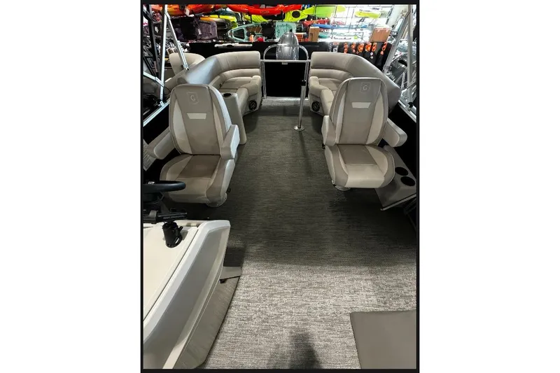 Slide: The Image of Interior of 2026 Godfrey Xperience 2286 SBX Sport Tube, featuring plush seating and modern design. - 5