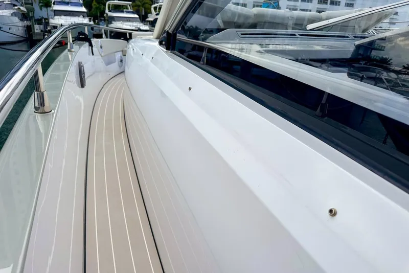 Slide: The Image of 2023 Azimut Verve 47 yacht deck with sleek design and modern railing. - 8