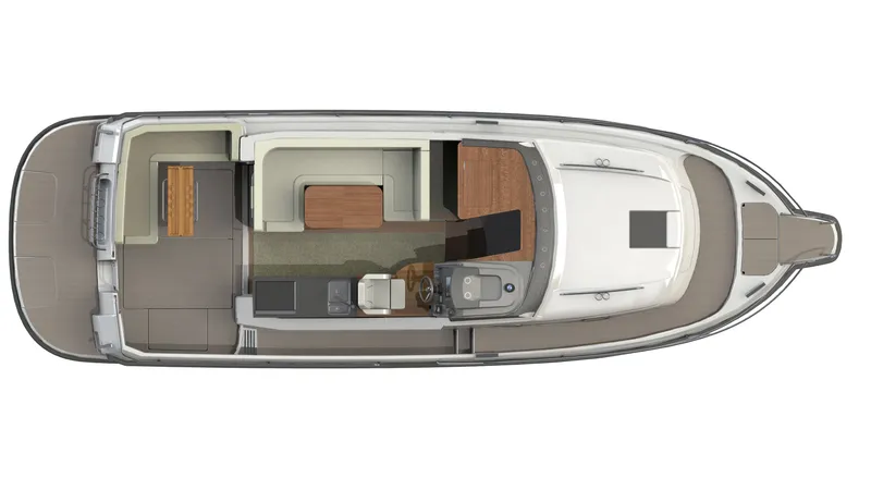 Slide: The Image of Top view of 2025 Nimbus 365 Coupe boat layout, featuring spacious interior design. - 24