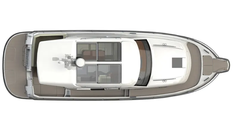 Slide: The Image of Top view of 2025 Nimbus 365 Coupe boat, showcasing sleek design and spacious layout. - 26