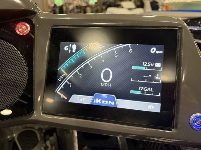 Slide: The Image of Dashboard display of 2026 Ikon Boats LXE20 showing speed, fuel, and temperature. - 4