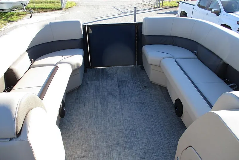 Slide: The Image of Interior of 2026 Bentley Pontoons Legacy 243 Swingback with spacious seating. - 9