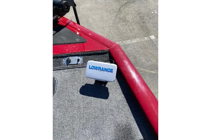Slide: The Image of 2021 Bass Tracker Pro Team 195 TXW boat with Lowrance fish finder on deck. - 14