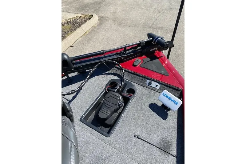 Slide: The Image of 2021 Bass Tracker Pro Team 195 TXW Team Edition boat deck with Lowrance fish finder. - 15