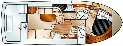 Slide: The Image of 2005 Silverton 34 Convertible boat interior with sink and storage compartments. - 16