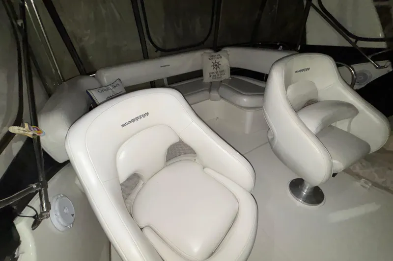 Slide: The Image of 2005 Silverton 34 Convertible yacht on dry dock, ready for maintenance. - 52