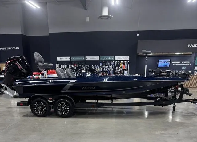 The Image of 2026 Ikon Boats VLX20 on display in showroom, sleek design with modern features. - 1