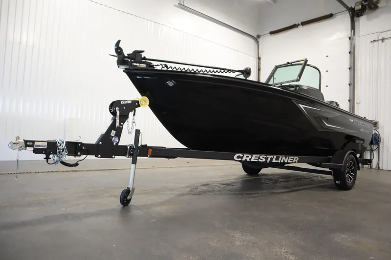 Slide: The Image of 2026 Crestliner 1850 Kodiak WT boat on trailer in indoor setting. - 45