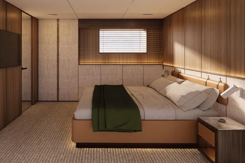 Slide: The Image of Luxurious bedroom interior on 2028 Benetti Oasis 42M Co Ownership yacht. - 27