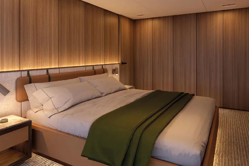 Slide: The Image of Luxurious bedroom interior on 2028 Benetti Oasis 42M Co Ownership yacht. - 25