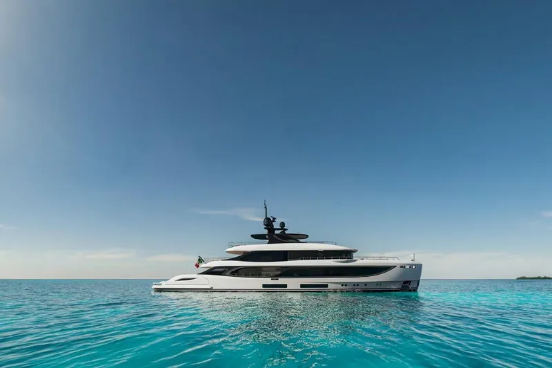 Slide: The Image of Luxury Benetti Oasis 42M yacht on serene blue ocean, 2028 model. - 6