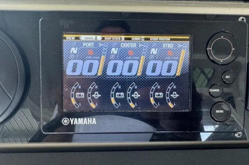 Slide: The Image of Yamaha engine control display on 2016 Everglades 360LXC boat dashboard. - 55