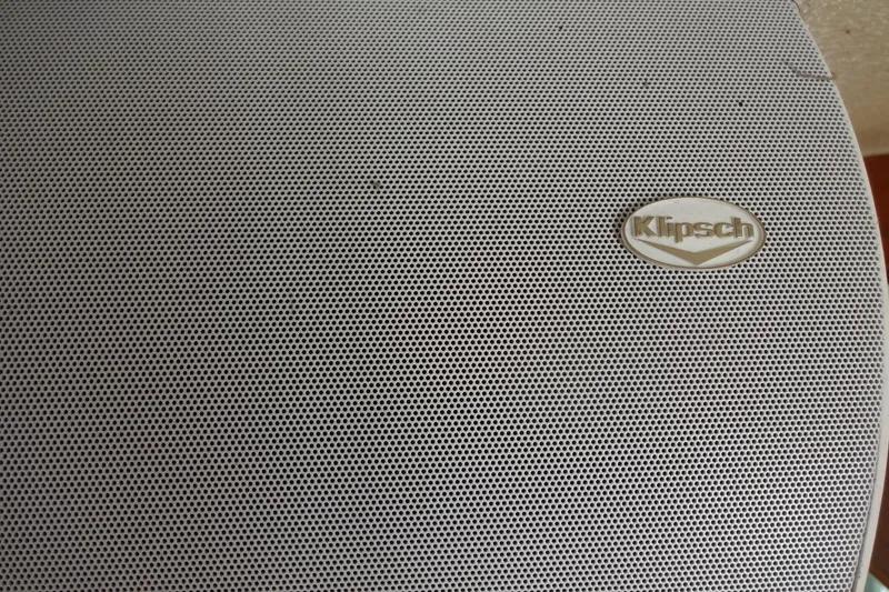 Slide: The Image of Close-up of a Klipsch speaker grille on a 1977 Hatteras 53 Motor Yacht. - 102