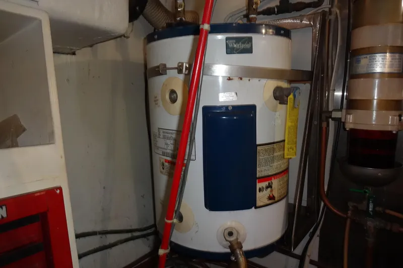 Slide: The Image of Water heater in 1977 Hatteras 53 Motor Yacht engine room. - 92