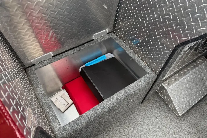 Slide: The Image of Black leather seat in 2010 Thunder Jet 21 Luxor OB boat interior. - 35