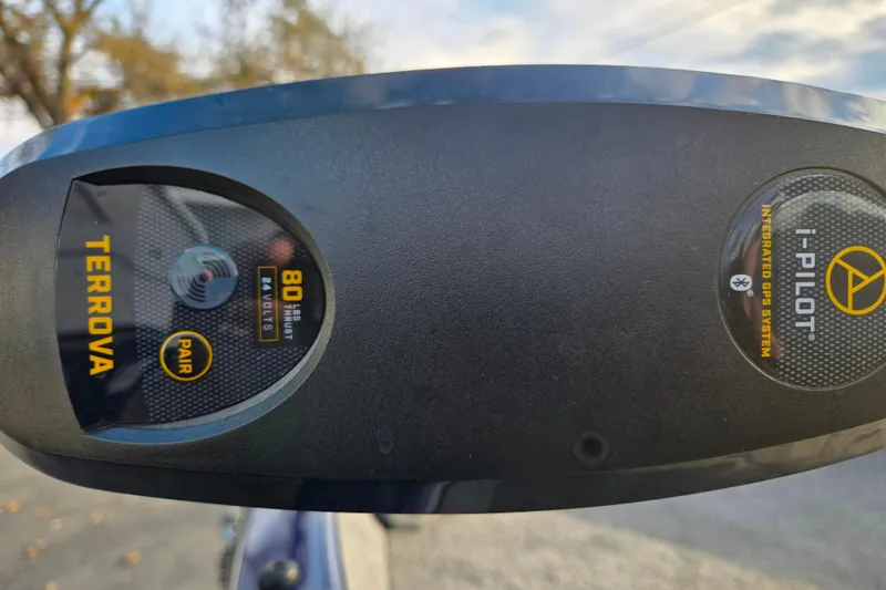 Slide: The Image of Close-up of Terrova i-Pilot GPS system on 2021 Tracker Pro Guide V-175 Combo. - 89