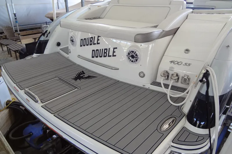 Slide: The Image of 2019 Formula 400 Super Sport boat with "Double Double" name on deck. - 16