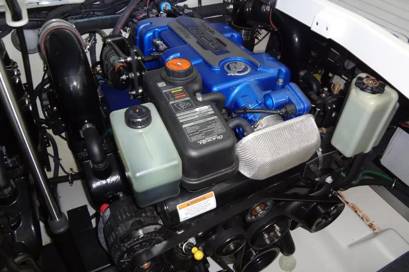 Slide: The Image of 2019 Formula 400 Super Sport engine compartment with blue engine components. - 56