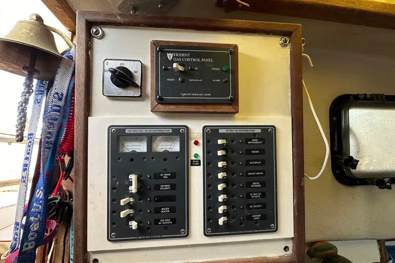 Slide: The Image of Electrical control panel on a 1978 CSY 44 Cutter Rig sailboat interior. - 26